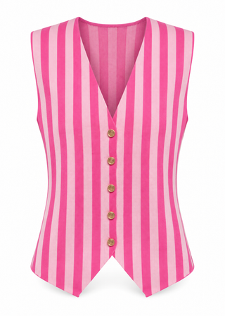 Striped Knit Vest - Pink