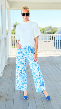 Blue Seaside Bloom Wide Leg Pant
