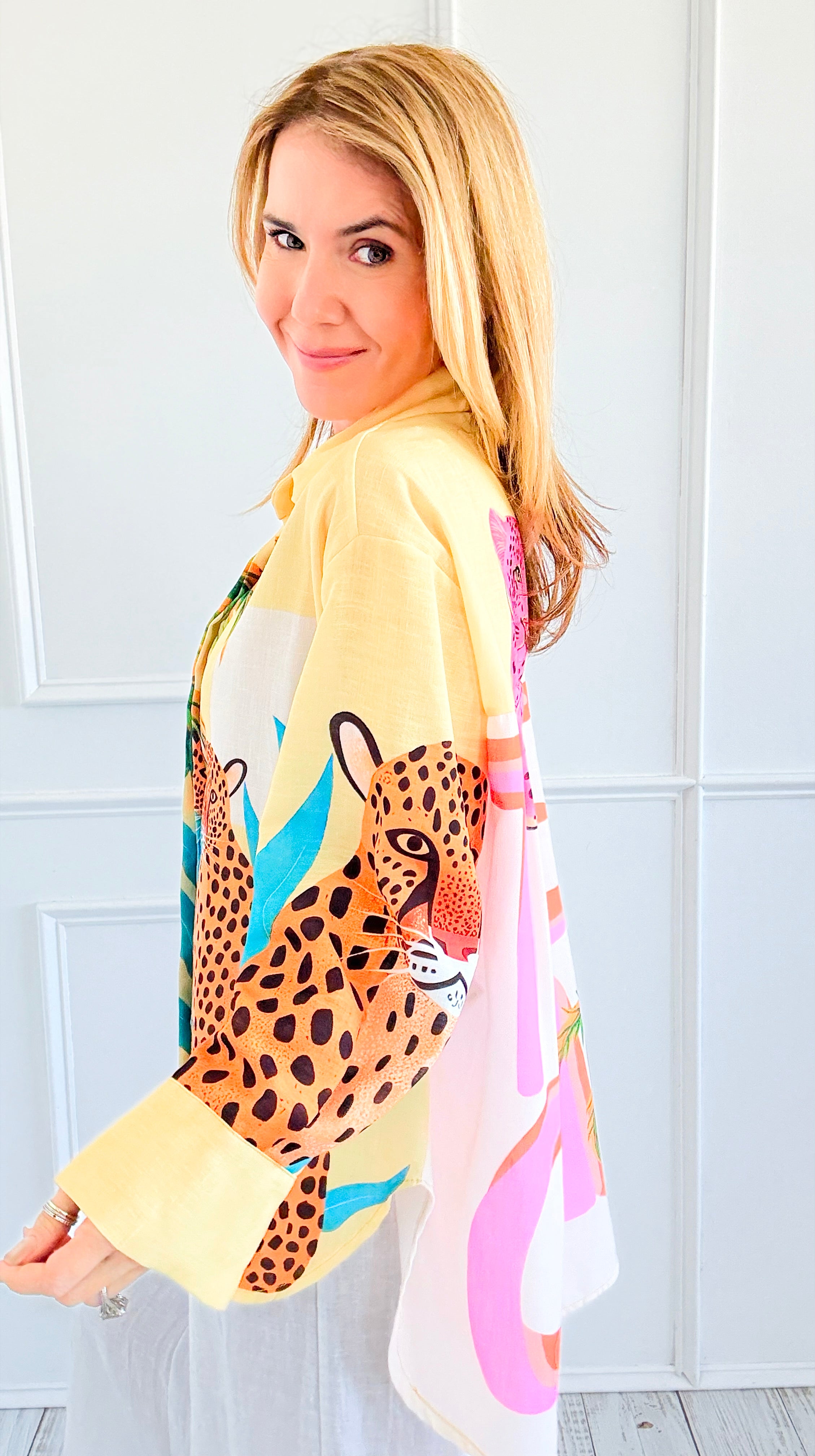 Wild Chic Italian Shirt-170 Bottoms-Italianissimo-Coastal Bloom Boutique, find the trendiest versions of the popular styles and looks Located in Indialantic, FL