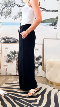 Easy Breezy Italian Linen - Black-pants-Germany-Coastal Bloom Boutique, find the trendiest versions of the popular styles and looks Located in Indialantic, FL