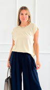 Relaxed Italian Vest- Ivory-100 Sleeveless Tops-PROFITER-Coastal Bloom Boutique, find the trendiest versions of the popular styles and looks Located in Indialantic, FL