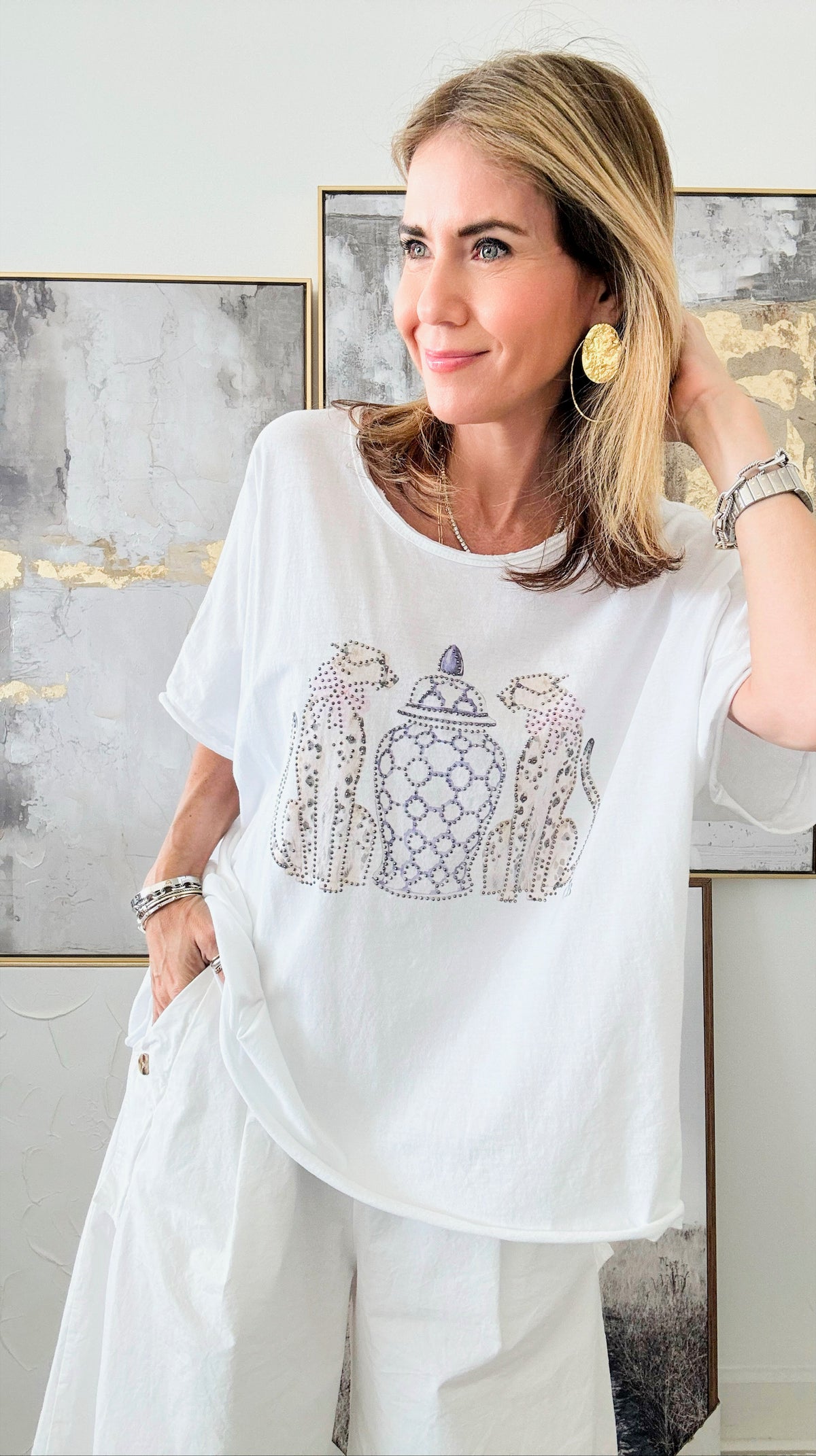 Friendly Neighbor Italian CB Tee-110 Short Sleeve Tops-Italianissimo-Coastal Bloom Boutique, find the trendiest versions of the popular styles and looks Located in Indialantic, FL
