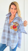 Plaid Rodeo Beary Italian Blouse-110 Long Sleeve Tops-TATTOO Z-Coastal Bloom Boutique, find the trendiest versions of the popular styles and looks Located in Indialantic, FL