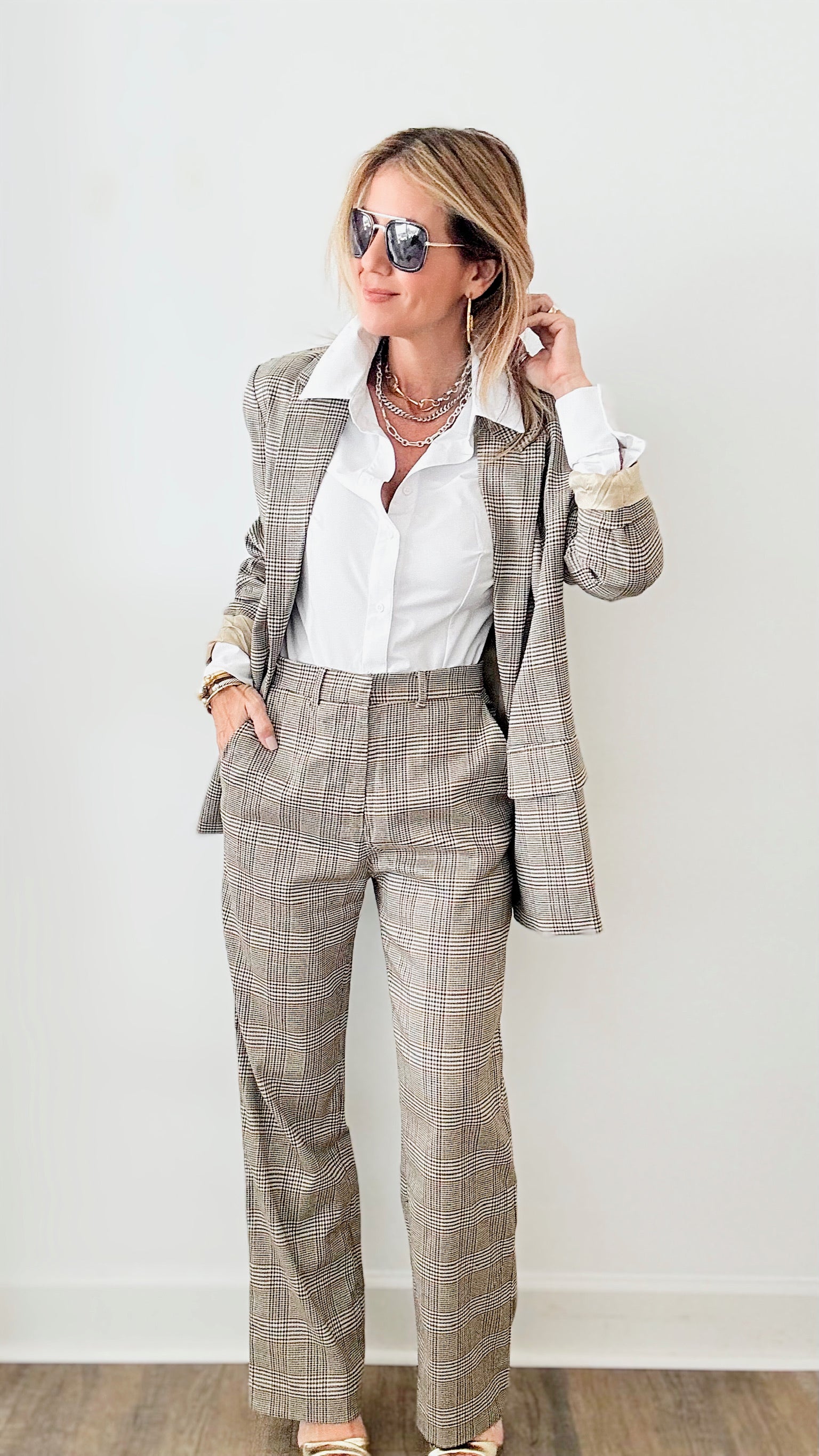 My Boyfriend's Plaid Blazer-160 Jackets-MISS LOVE-Coastal Bloom Boutique, find the trendiest versions of the popular styles and looks Located in Indialantic, FL