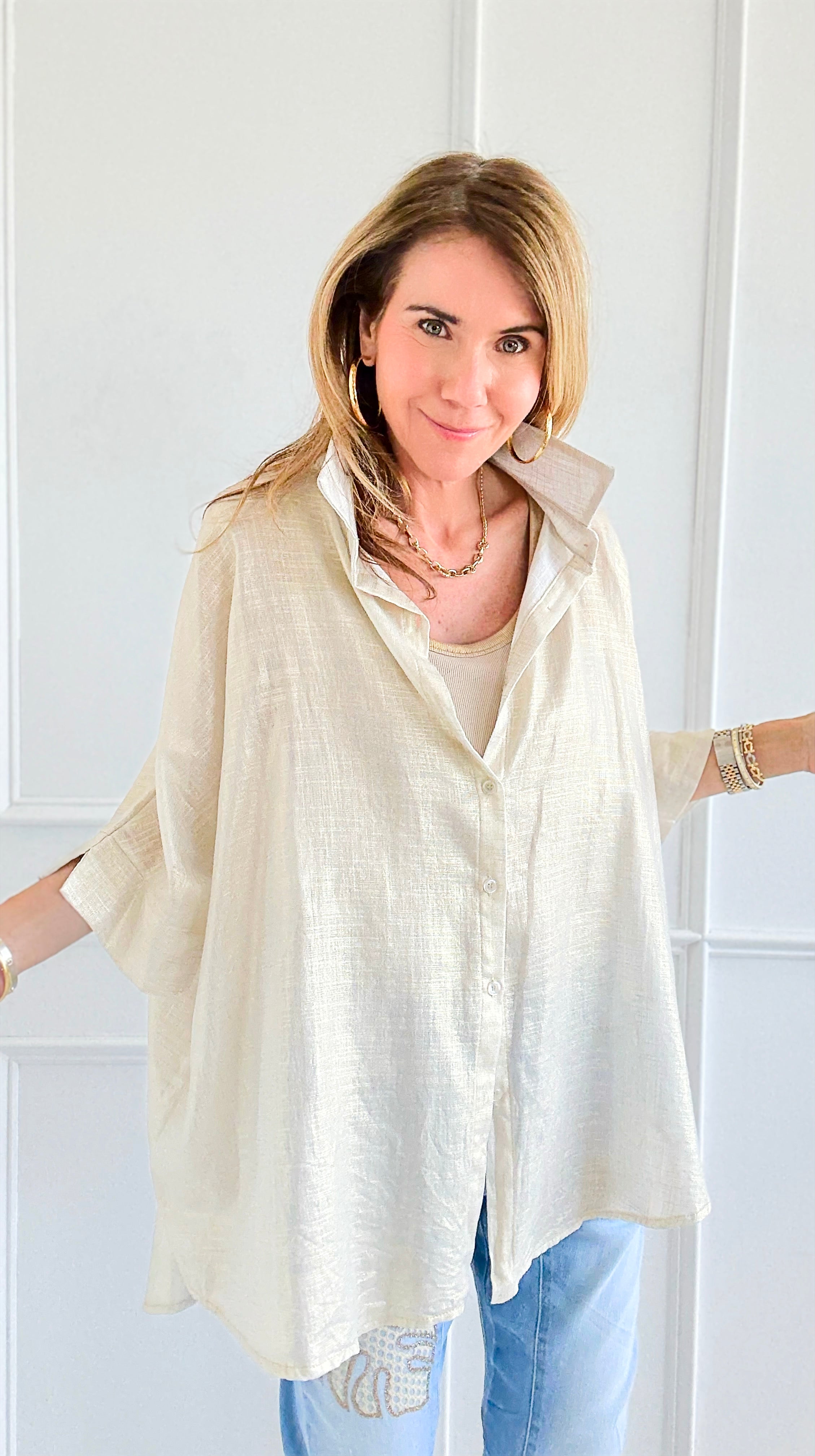 Glow Drift Italian Button Top-170 Bottoms-SEÑORITA C-Coastal Bloom Boutique, find the trendiest versions of the popular styles and looks Located in Indialantic, FL