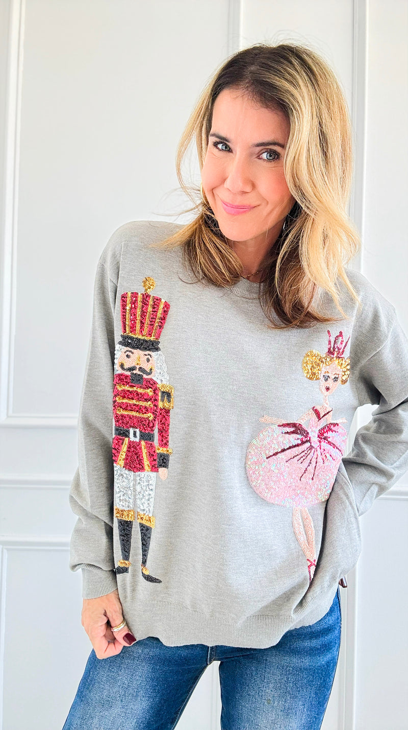 Embellished Nutcracker Sweater - Grey-140 Sweaters-Fantastic Fawn-Coastal Bloom Boutique, find the trendiest versions of the popular styles and looks Located in Indialantic, FL