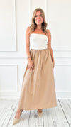 Monochrome Moment Strapless Dress - Ivory/Taupe-200 Dresses/Jumpsuits/Rompers-Blu Pepper-Coastal Bloom Boutique, find the trendiest versions of the popular styles and looks Located in Indialantic, FL