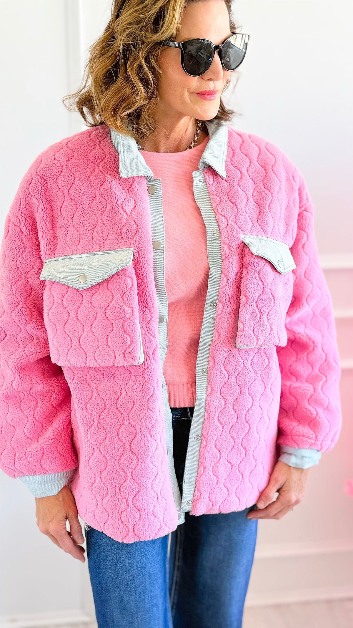 Whispered Waves Button-Up Jacket-160 Jackets-ROUSSEAU-Coastal Bloom Boutique, find the trendiest versions of the popular styles and looks Located in Indialantic, FL