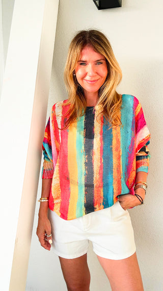 Painted Paradise Lurex Italian St Tropez Knit Top