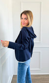 Scuba Chic Italian Blazer- Navy-160 Jackets-Italianissimo-Coastal Bloom Boutique, find the trendiest versions of the popular styles and looks Located in Indialantic, FL