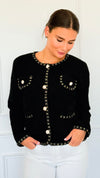 Che'rie Italian Cardigan-Black-150 Cardigans/Layers-Italianissimo-Coastal Bloom Boutique, find the trendiest versions of the popular styles and looks Located in Indialantic, FL