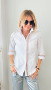 Pre Order - CB Custom - Ribbon Trim Inspired Blouse - Off White-130 Long Sleeve Tops-Holly-Coastal Bloom Boutique, find the trendiest versions of the popular styles and looks Located in Indialantic, FL