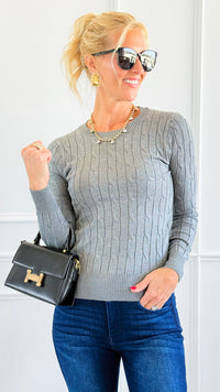 Hailey Knit Pullover Top - Heather Grey-140 Sweaters-Cielo-Coastal Bloom Boutique, find the trendiest versions of the popular styles and looks Located in Indialantic, FL