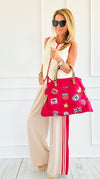 Patch Perfect Italian Tote Bag- Red-240 Bags-DEDA SRL-Coastal Bloom Boutique, find the trendiest versions of the popular styles and looks Located in Indialantic, FL