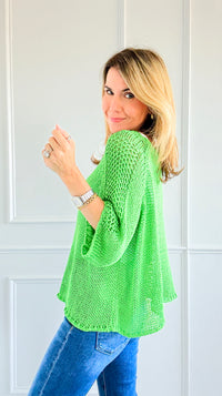 Summer Mesh Italian Knit Top- Green-140 Sweaters-Italianissimo-Coastal Bloom Boutique, find the trendiest versions of the popular styles and looks Located in Indialantic, FL