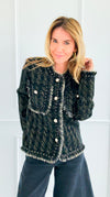 Radiance Edge Italian Jacket- Black-150 Cardigans/Layers-Italianissimo-Coastal Bloom Boutique, find the trendiest versions of the popular styles and looks Located in Indialantic, FL