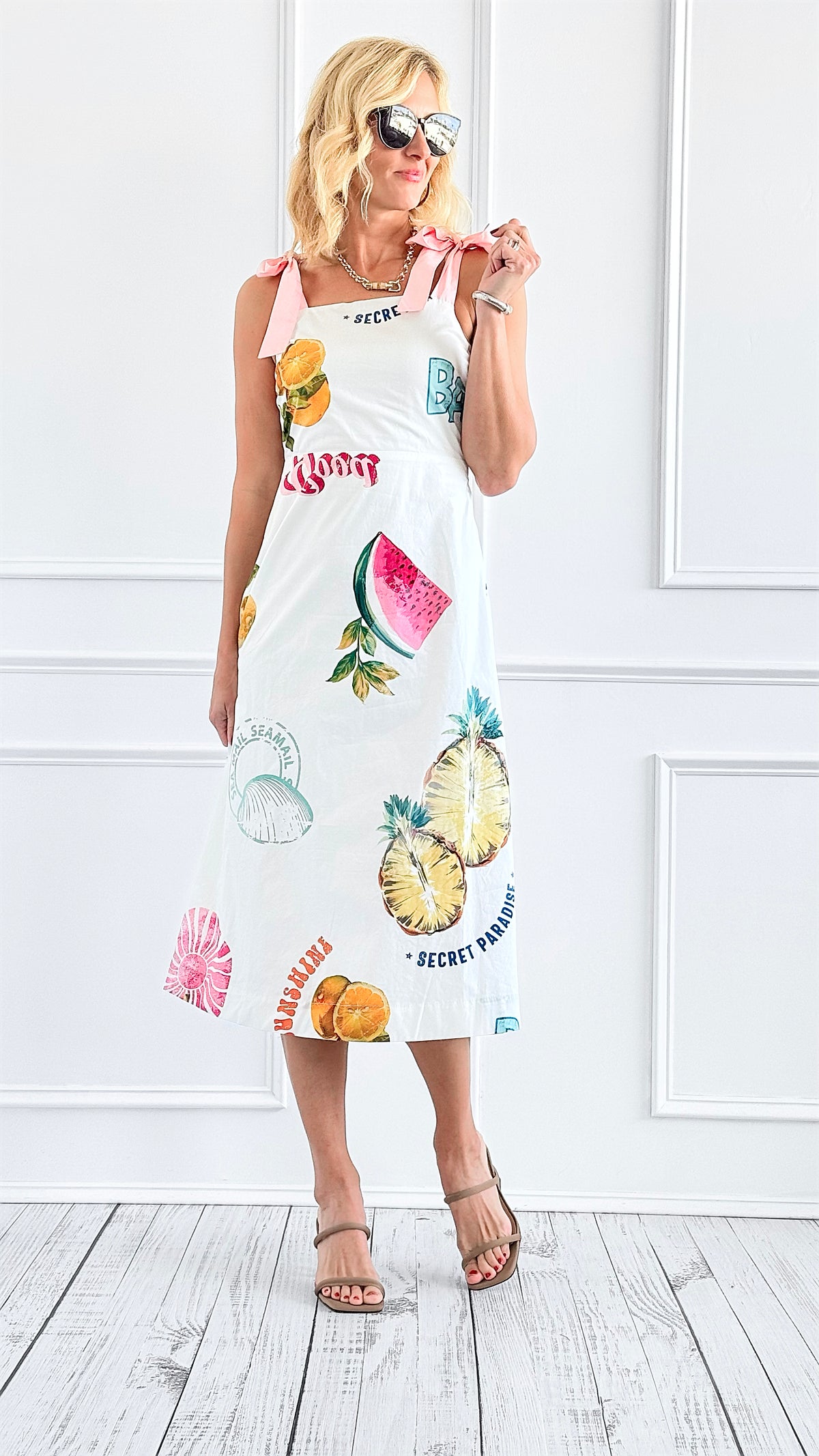 Island Retreat Fruit Print Dress-200 dresses/jumpsuits/rompers-SUGARLIPS-Coastal Bloom Boutique, find the trendiest versions of the popular styles and looks Located in Indialantic, FL