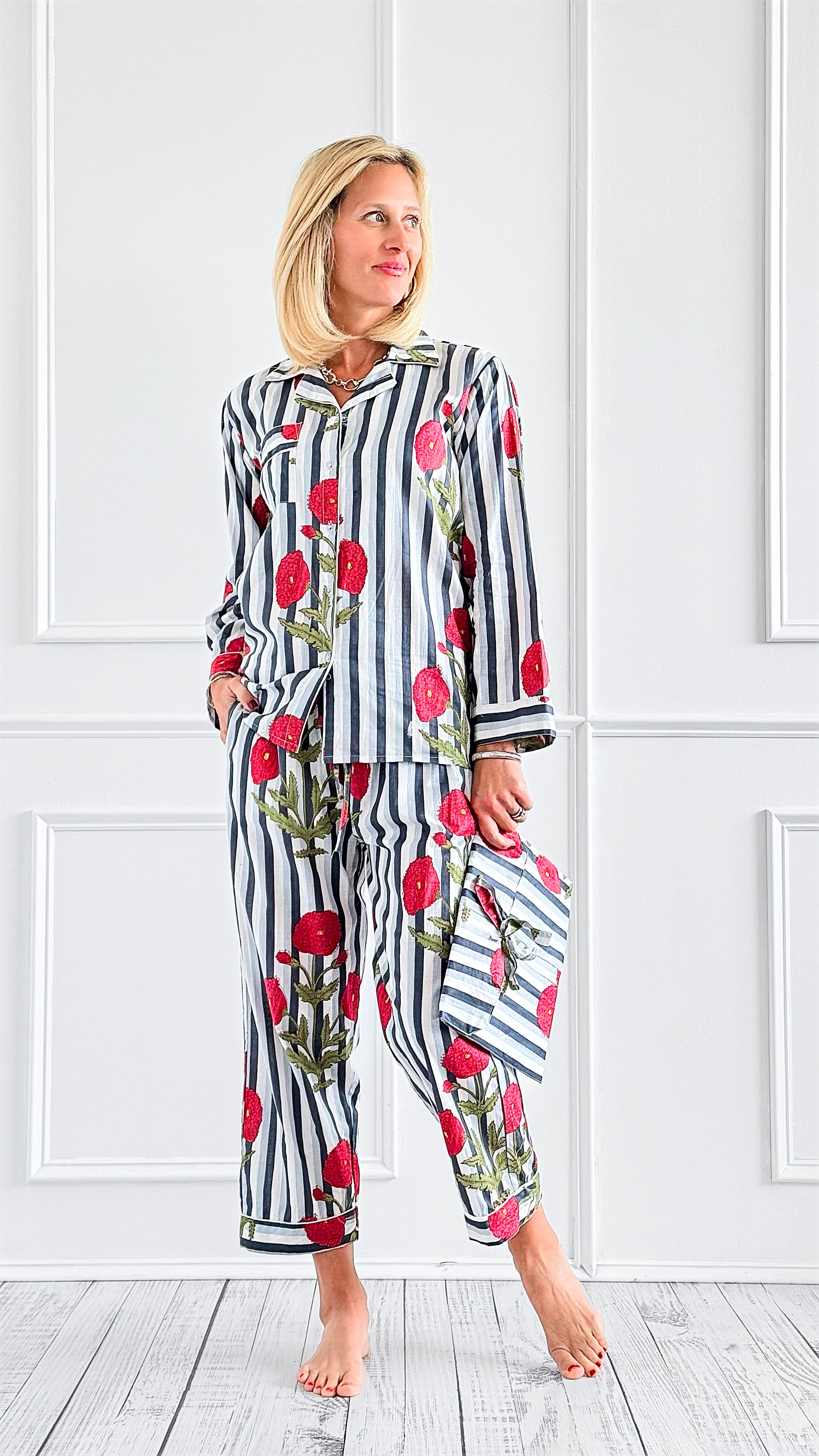 Morning Garden Lounge Pajama Set-220 Intimates-bhavnas boutique-Coastal Bloom Boutique, find the trendiest versions of the popular styles and looks Located in Indialantic, FL