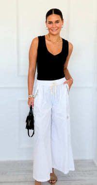 Pocket Glam Italian Flare Leg Pant- White-100 Pants-TATTOO Z-Coastal Bloom Boutique, find the trendiest versions of the popular styles and looks Located in Indialantic, FL
