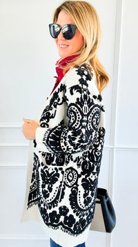 Jacquard Cardigan-150 Cardigans/Layers-Z STUDIO-Coastal Bloom Boutique, find the trendiest versions of the popular styles and looks Located in Indialantic, FL