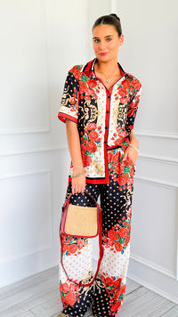 Floral Baroque Pant Set-210 Loungewear/Sets-Endless Moon-Coastal Bloom Boutique, find the trendiest versions of the popular styles and looks Located in Indialantic, FL