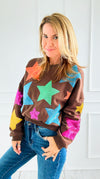 Starlight Pop Cropped Sweatshirt-110 Long Sleeve Tops-Blue Velvet-Coastal Bloom Boutique, find the trendiest versions of the popular styles and looks Located in Indialantic, FL