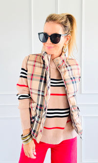 Plaid Printed Padded Vest-vest-Jodifl-Coastal Bloom Boutique, find the trendiest versions of the popular styles and looks Located in Indialantic, FL