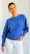 Sunday Muse Dolman Knit Sweater - Cobalt Blue-140 Sweaters-she + sky-Coastal Bloom Boutique, find the trendiest versions of the popular styles and looks Located in Indialantic, FL
