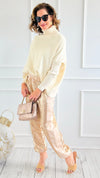 Stardust Sequin Pants - Champagne-100 Pants-Rousseau-Coastal Bloom Boutique, find the trendiest versions of the popular styles and looks Located in Indialantic, FL