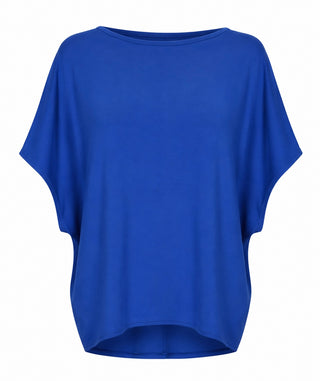 Margo Short Sleeve Scuba Boatneck Top - Royal Blue