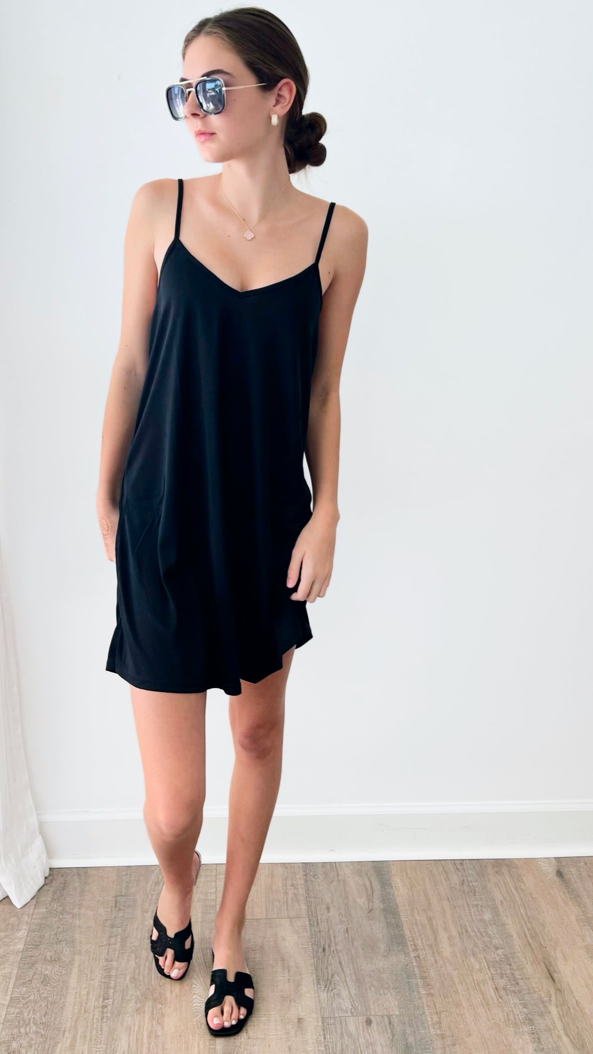 V-Neck Slip Dress - Black – Coastal Bloom