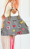 Patch Perfect Italian Tote Bag- Grey-240 Bags-DEDA SRL-Coastal Bloom Boutique, find the trendiest versions of the popular styles and looks Located in Indialantic, FL
