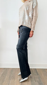 Metallic Diamond Dust Bootcut Pants-170 Bottoms-Vibrant M.i.U-Coastal Bloom Boutique, find the trendiest versions of the popular styles and looks Located in Indialantic, FL