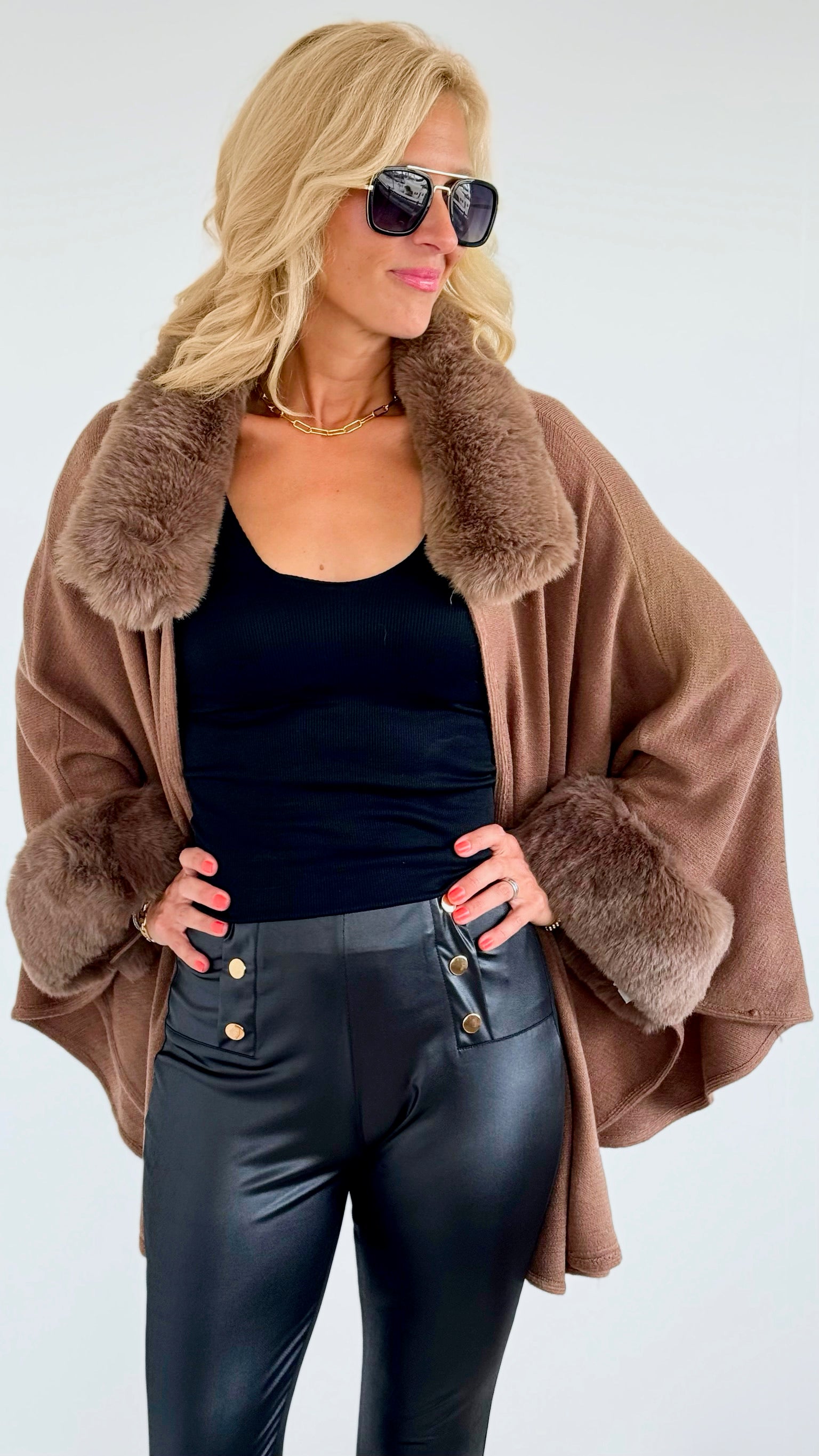 Timeless Faux Fur Coat - Mocha-160 Jackets-On Blue-Coastal Bloom Boutique, find the trendiest versions of the popular styles and looks Located in Indialantic, FL