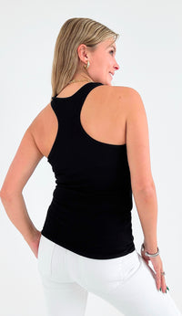 Ribbed Seamless Racerback Top - Black-100 Sleeveless Tops-Love Poem-Coastal Bloom Boutique, find the trendiest versions of the popular styles and looks Located in Indialantic, FL