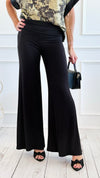 Fold Over Waist Comfy Palazzo Pants-Black-100 Pants-Zenana-Coastal Bloom Boutique, find the trendiest versions of the popular styles and looks Located in Indialantic, FL