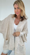 Mirrored Metallic Sugar High Italian Cardigan- Ecru/Silver-150 Cardigan Layers-Italianissimo-Coastal Bloom Boutique, find the trendiest versions of the popular styles and looks Located in Indialantic, FL