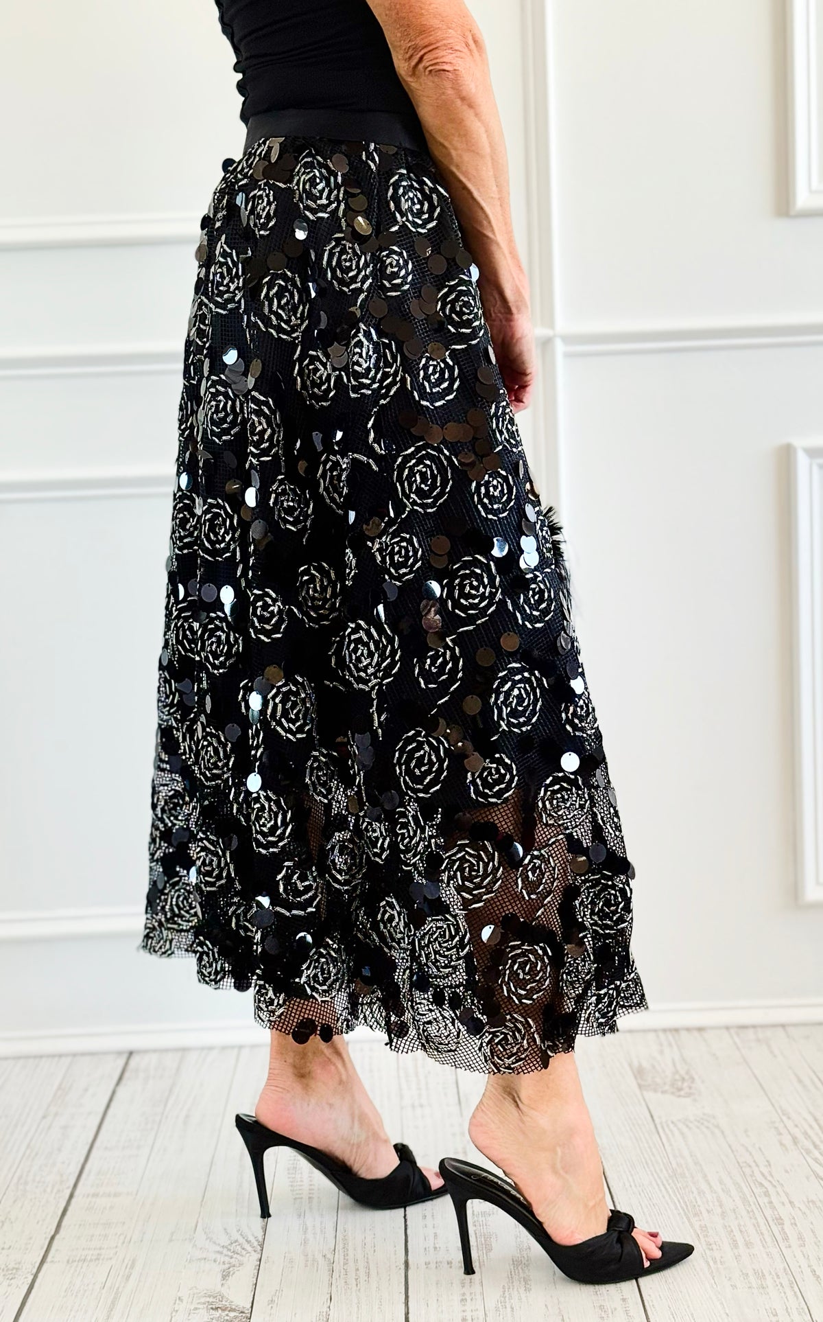 Moonlit Rose Italian Skirt-170 bottoms-MAY MODA-Coastal Bloom Boutique, find the trendiest versions of the popular styles and looks Located in Indialantic, FL