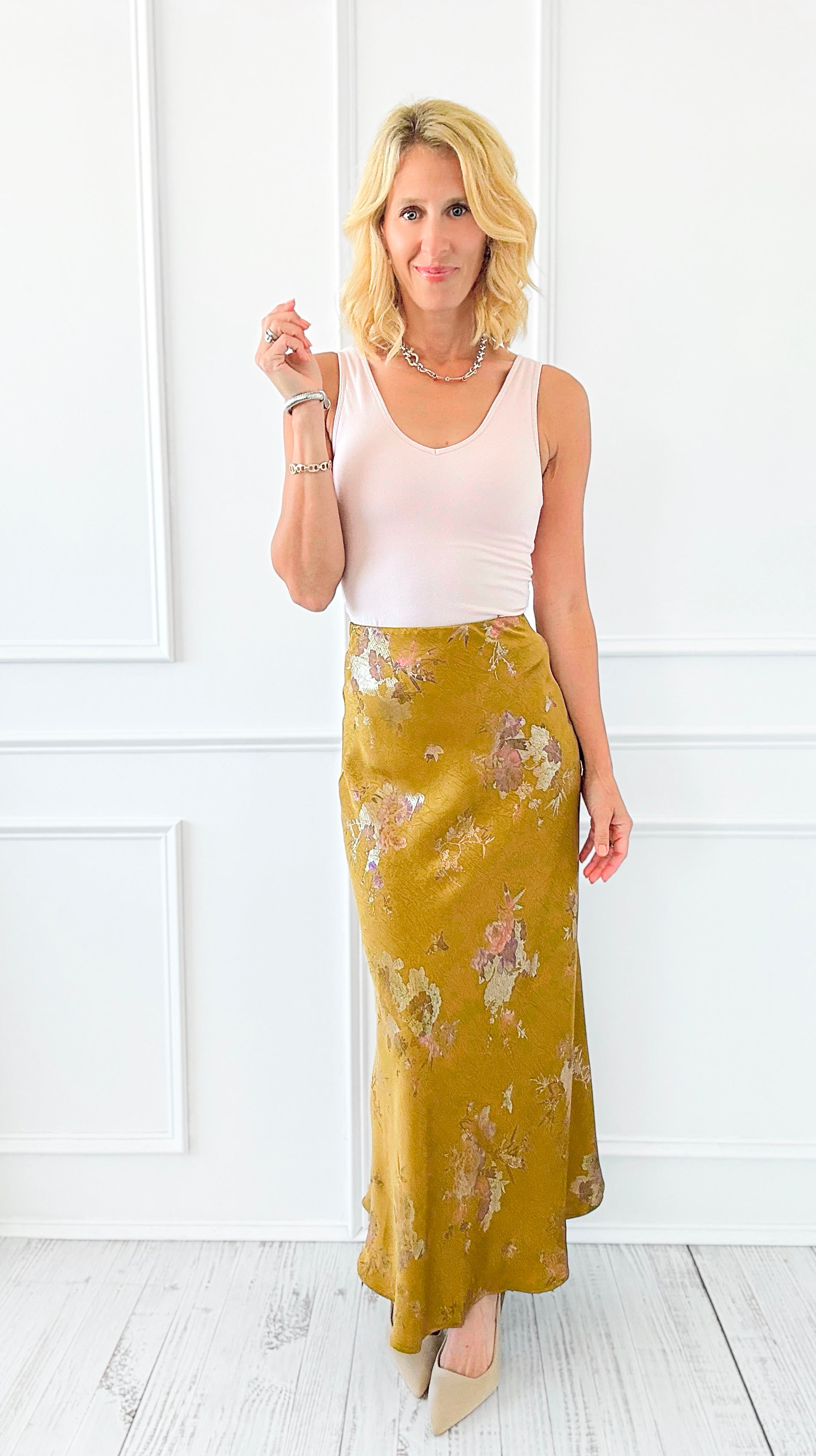 Golden Hour Floral Skirt-170 Bottoms-TABA-Coastal Bloom Boutique, find the trendiest versions of the popular styles and looks Located in Indialantic, FL