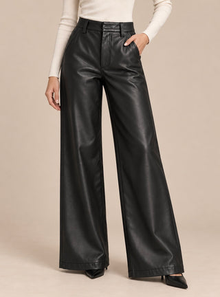 Wide Leg Leather Look Pants