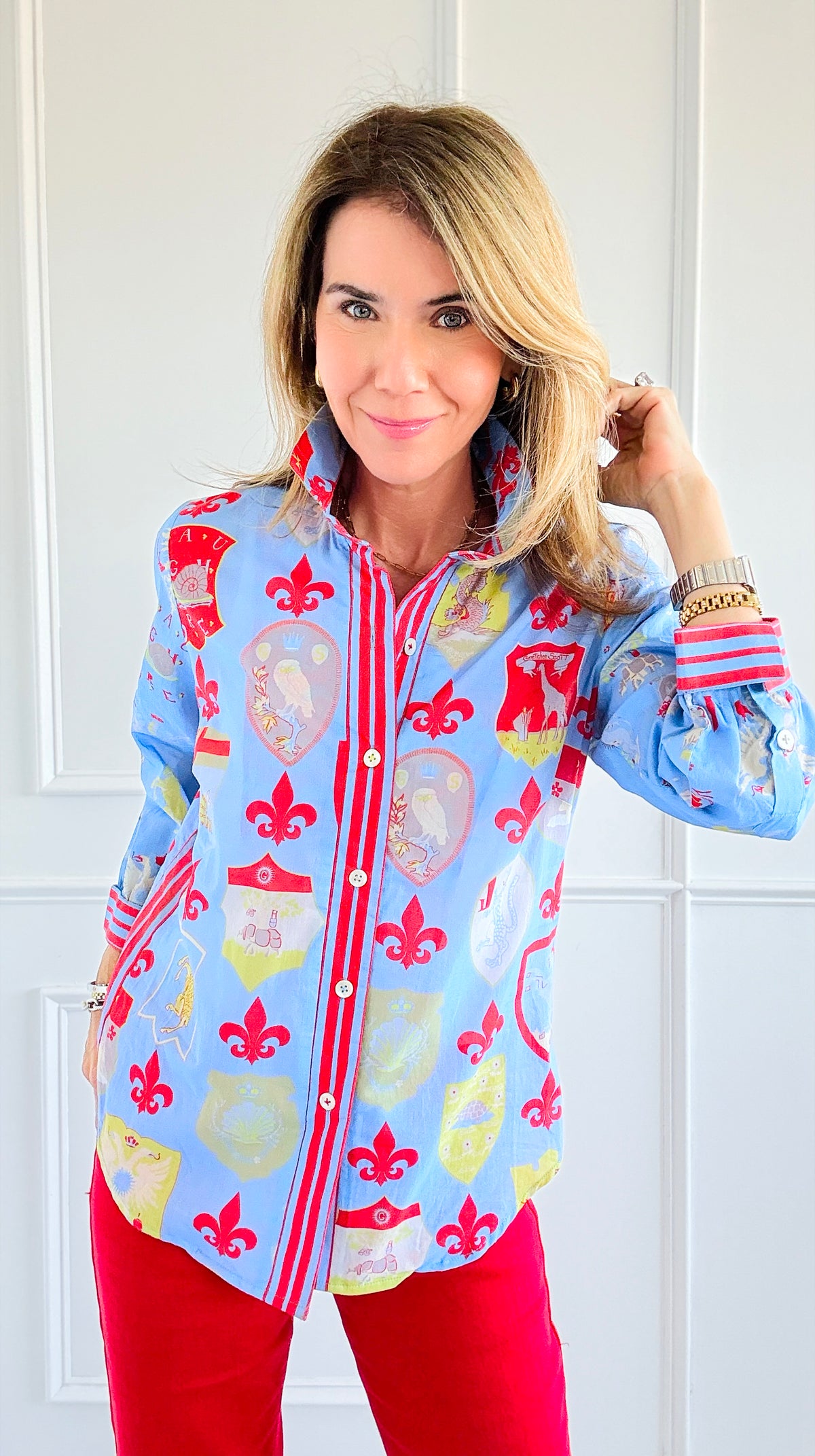 Regal Statement Button-Up Blouse-110 Long Sleeve Tops-Gretchen Scott-Coastal Bloom Boutique, find the trendiest versions of the popular styles and looks Located in Indialantic, FL