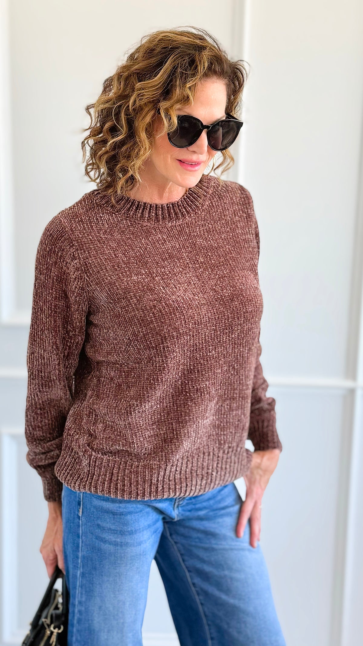 Cuddle Cloud Chenille Sweater-Brown-140 Sweaters-Zenana-Coastal Bloom Boutique, find the trendiest versions of the popular styles and looks Located in Indialantic, FL
