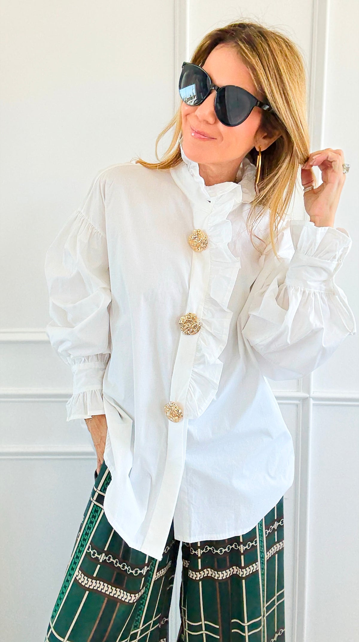 White Belle Italian Woven Blouse-110 Long Sleeve Tops-TATTOO Z-Coastal Bloom Boutique, find the trendiest versions of the popular styles and looks Located in Indialantic, FL