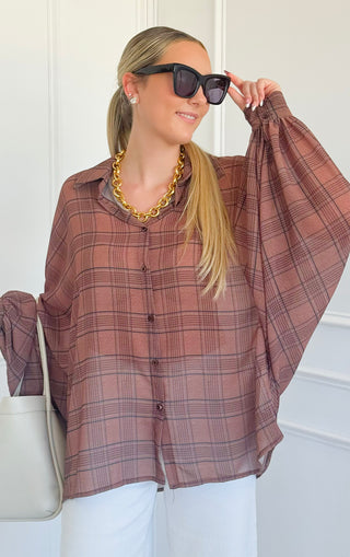 Sunday Plaid Italian Blouse