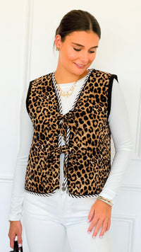 Wild Harmony Tie Front Vest-150 Cardigans/Layers-Umgee-Coastal Bloom Boutique, find the trendiest versions of the popular styles and looks Located in Indialantic, FL