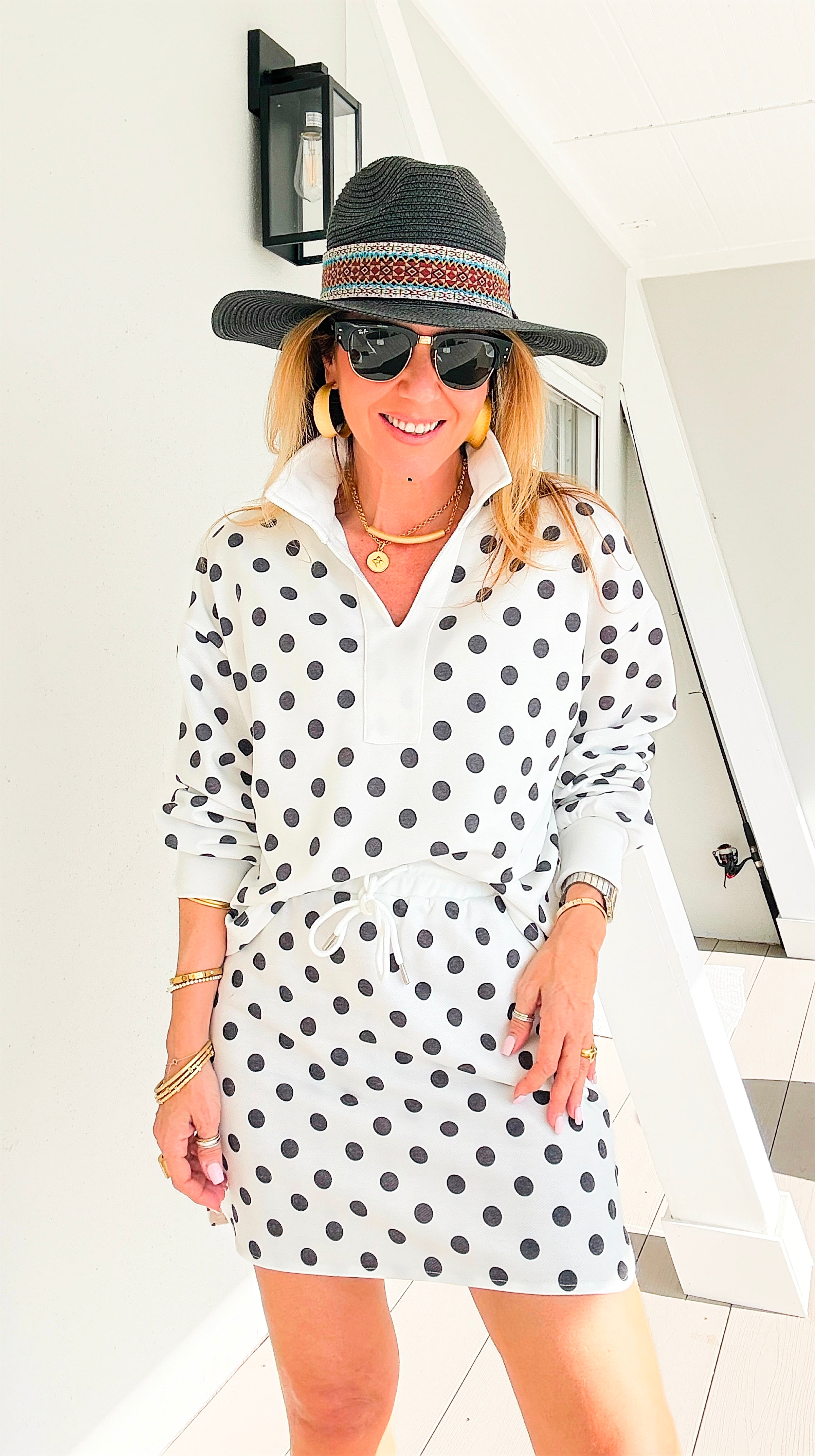 Whimsical Polka Whisper Two-Piece Set - Ivory