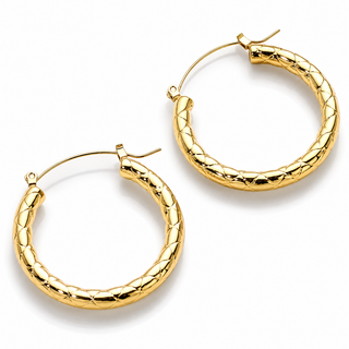 Textured Pin Catch Hoop Earrings