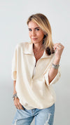 Butter Zip Up Pullover - Eggshell-130 Long Sleeve Tops-Before You-Coastal Bloom Boutique, find the trendiest versions of the popular styles and looks Located in Indialantic, FL