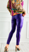 City Lights Faux Leather Italian Jogger- Purple-180 Joggers-SEE YOU IN ROME-Coastal Bloom Boutique, find the trendiest versions of the popular styles and looks Located in Indialantic, FL