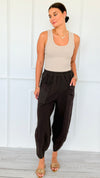 Structure & Ease Italian Barrel Pant- Brown-100 Pants-AZUL MONACO-Coastal Bloom Boutique, find the trendiest versions of the popular styles and looks Located in Indialantic, FL